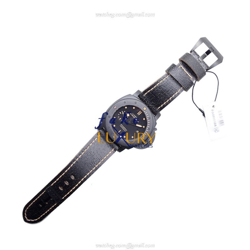 Panerai PAM00508 LUMINOR Automatic Ceramic Replica Watch - Swiss Movement, Black Dial, Leather Strap - Image 2