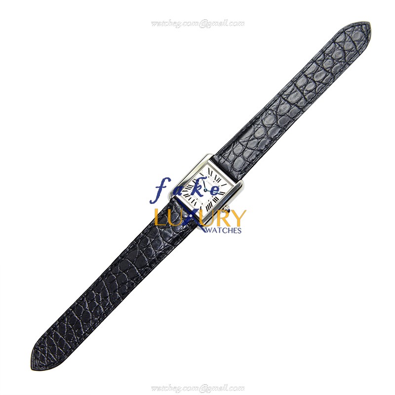 Cartier W5200005 Quartz Replica Watch, Stainless Steel Case, Silver Dial, Black Alligator Strap - Image 2