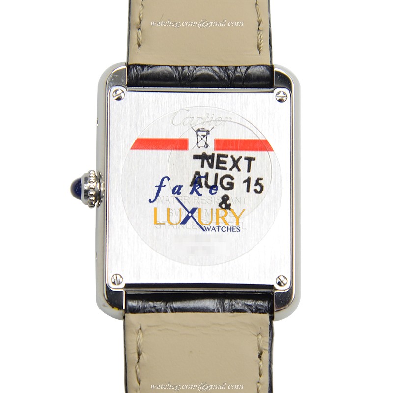 Cartier W5200005 Quartz Replica Watch, Stainless Steel Case, Silver Dial, Black Alligator Strap - Image 3
