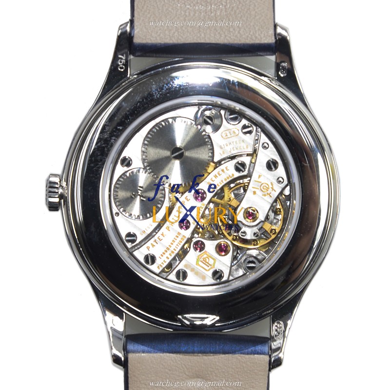 Patek Philippe 4897G-001 Replica Watch Manual Wind 18kt White Gold Diamond Blue Dial Satin Strap - Image 3