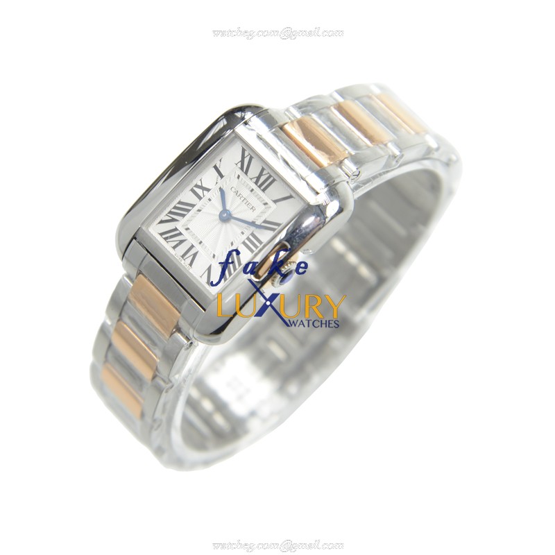 Cartier W5310036 Replica Watch, Quartz Tank, 18kt Rose Gold & Steel Case, Silver Dial - Image 3