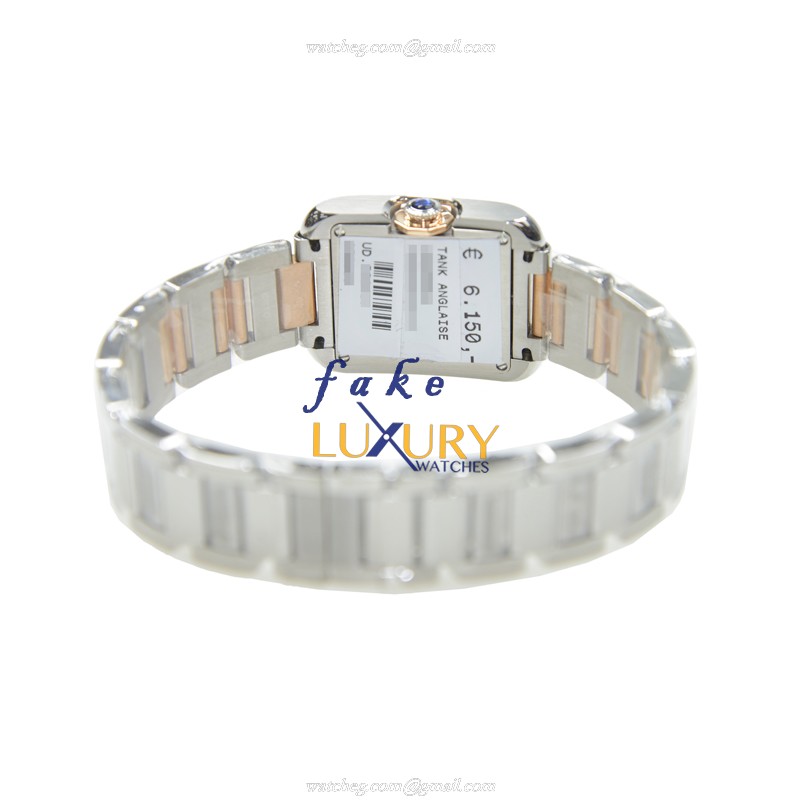 Cartier W5310036 Replica Watch, Quartz Tank, 18kt Rose Gold & Steel Case, Silver Dial - Image 4