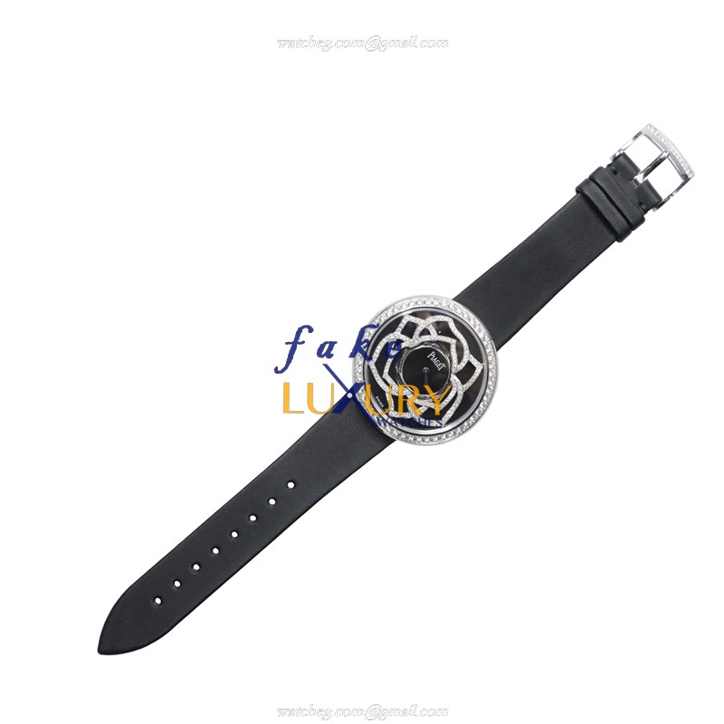 Piaget G0A37171 Limelight Replica Watch - Quartz - 39mm 18kt White Gold Diamond Case - Black Silk - Image 2