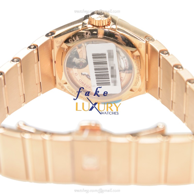 Omega 123.55.27.20.57.001 AUTO 18kt Rose Gold Diamond Replica Watch, Auto Movement, White Dial - Image 4