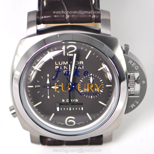 Panerai PAM00311 LUMINOR Manual Wind Titanium Replica Watch, 44mm, Dark Brown Dial & Brown - Image 2