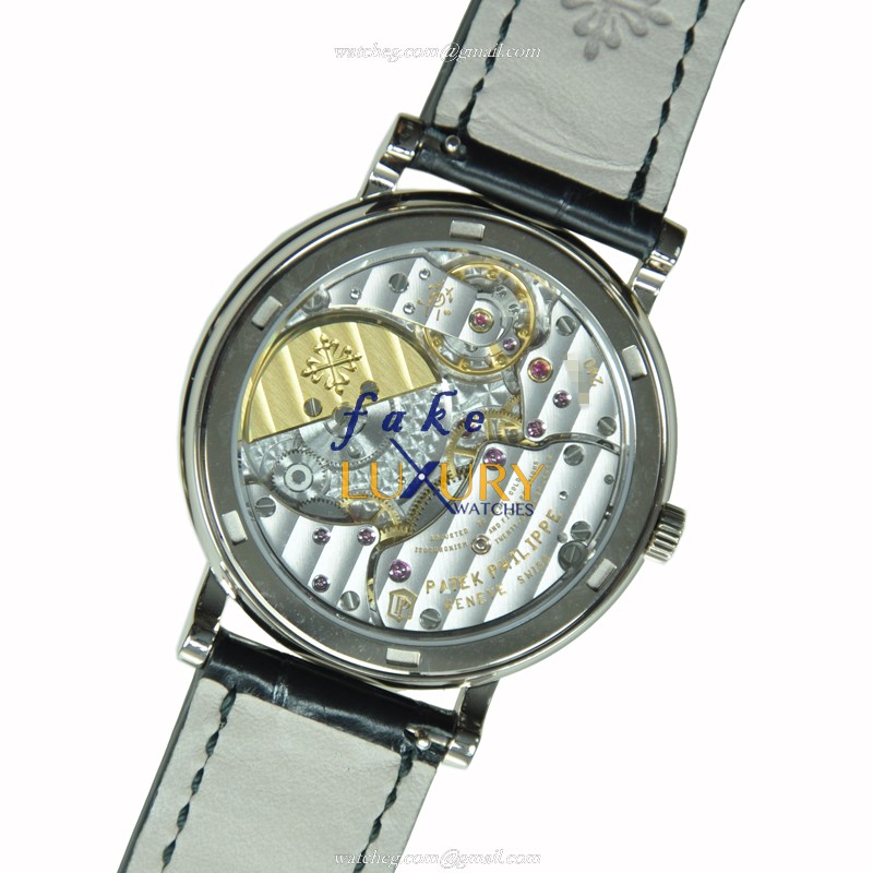 Patek Philippe 5120G-001 Calatrava 18kt White Gold Automatic Black Alligator Replica Watch - Image 3