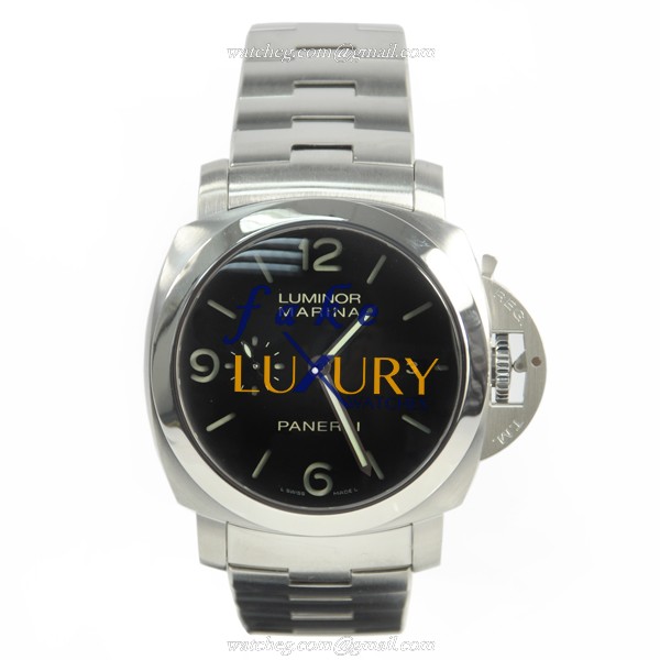 Panerai PAM00328 LUMINOR Auto Stainless Steel Replica Watch, Swiss Movement, Black Dial, Silver - Image 2
