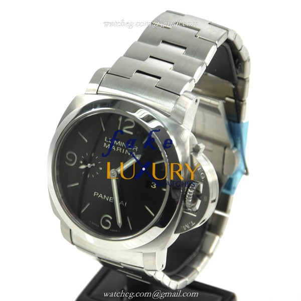 Panerai PAM00328 LUMINOR Auto Stainless Steel Replica Watch, Swiss Movement, Black Dial, Silver - Image 3