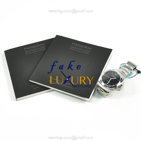 Panerai PAM00328 LUMINOR Auto Stainless Steel Replica Watch, Swiss Movement, Black Dial, Silver - Image 5