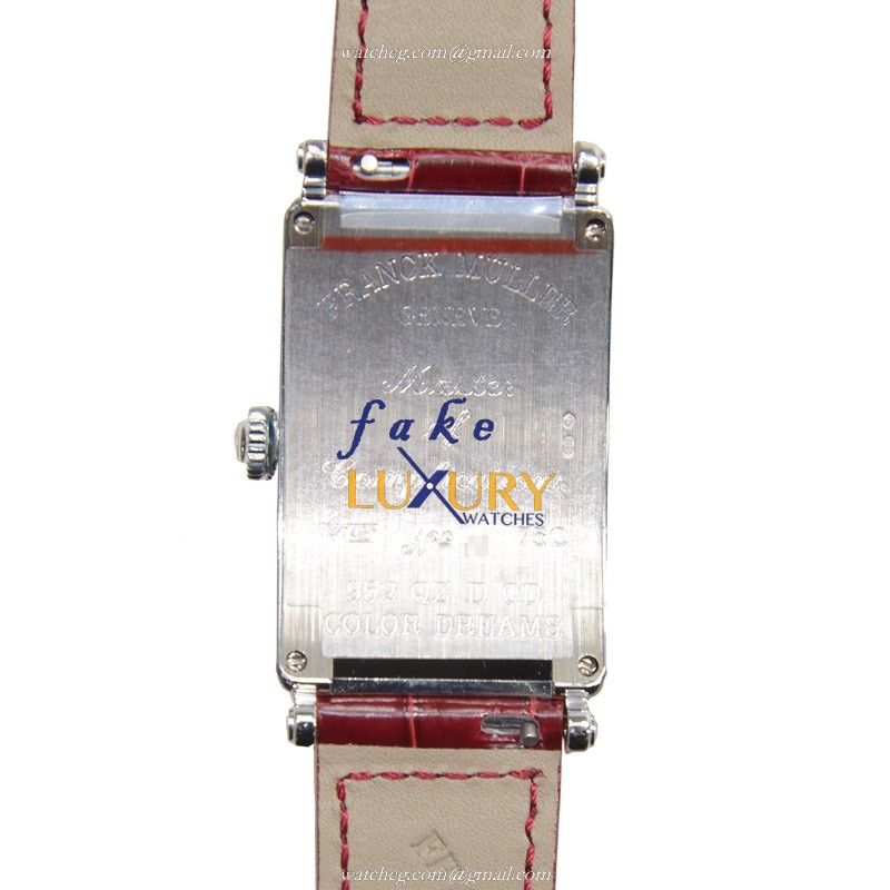 952 QZ COL DRM D CD OG - Franck Muller Long Island Replica Watch - Quartz Silver Dial Red Leather - Image 3