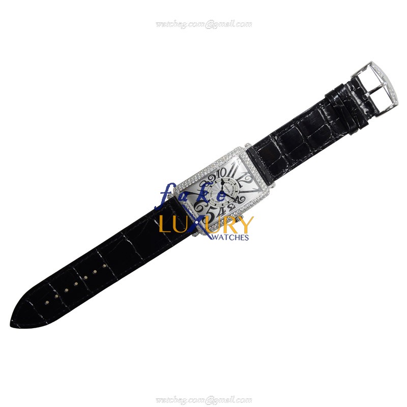 Franck Muller 1002 QZ D OG Replica Watch, Quartz, Silver Dial, 18kt White Gold & Diamond Case - Image 2