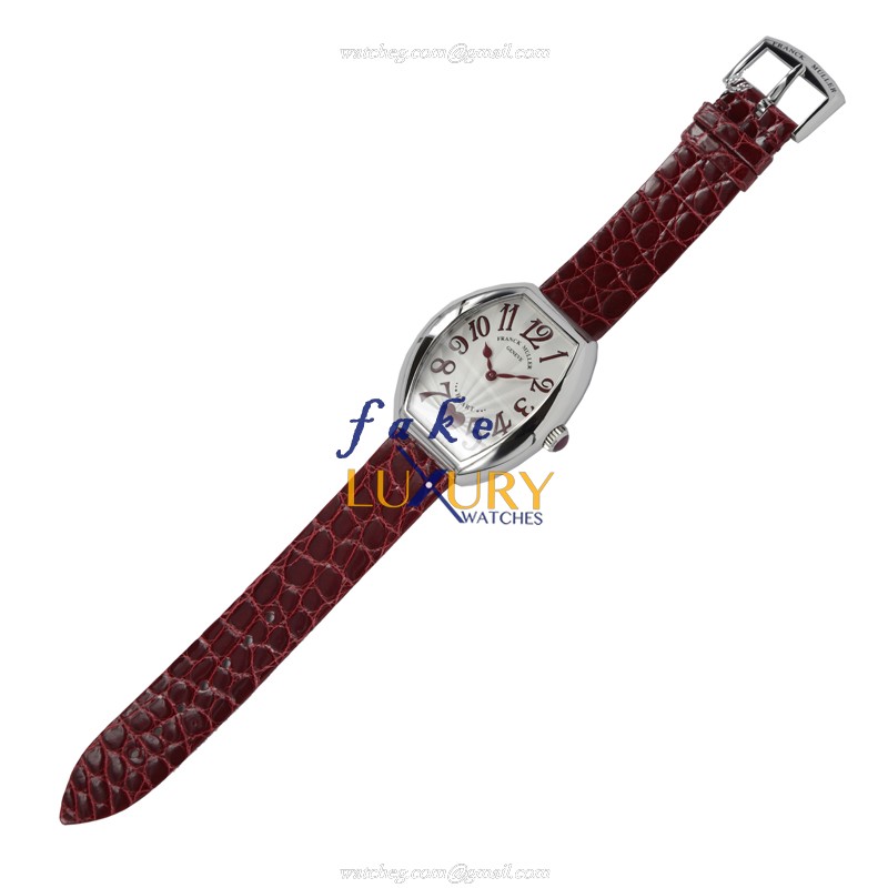 Franck Muller 5002 M QZ C 6H OG Replica Watch, Quartz, Silver Dial, 18kt White Gold Case, Red - Image 2