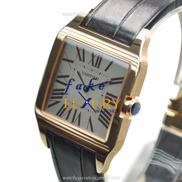 Cartier W2006951 Santos Manual Wind 18kt Rose Gold Replica Watch, Swiss Movement, White Dial, Dark - Image 2