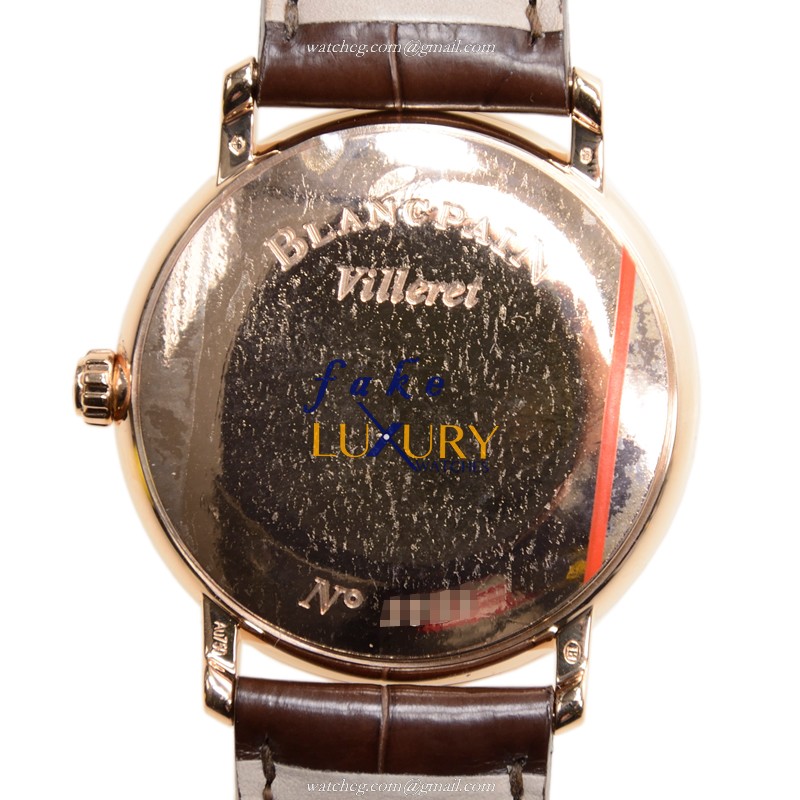 Blancpain 6223-3642-55A Villeret Replica Watch, Automatic, White Dial, 18kt Rose Gold Case, Brown - Image 3