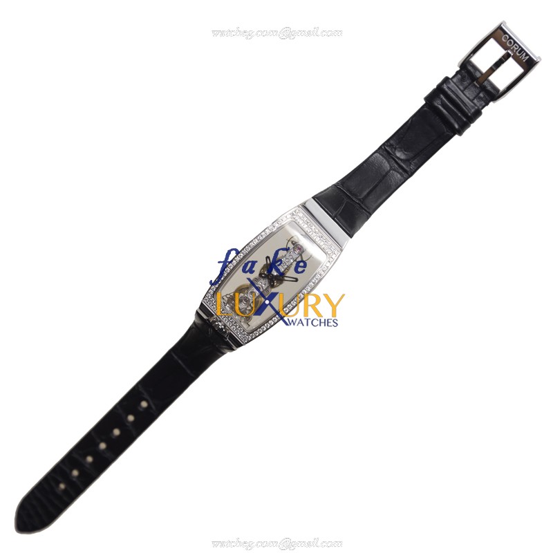 Corum 113.102.69-0001 0000 Bridge Manual Wind 18kt White Gold Diamond Transparent Dial Replica Watch - Image 2