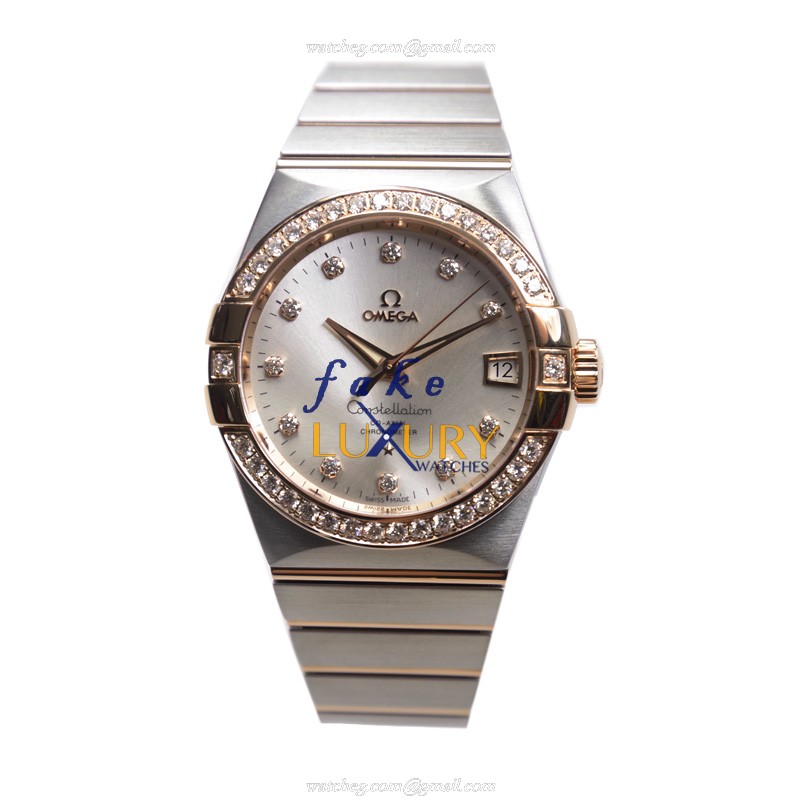 Omega 123.25.38.21.52.001 CONSTELLATION Automatic 18kt Rose Magic Diamond - Silver Dial - Replica - Image 2