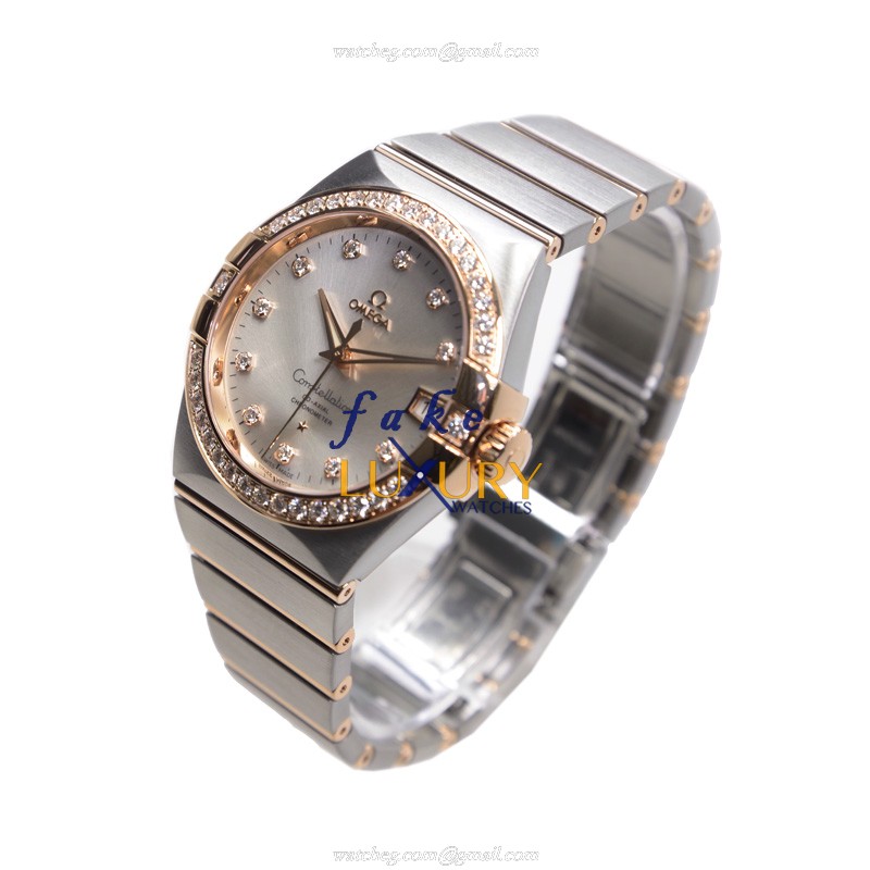 Omega 123.25.38.21.52.001 CONSTELLATION Automatic 18kt Rose Magic Diamond - Silver Dial - Replica - Image 3