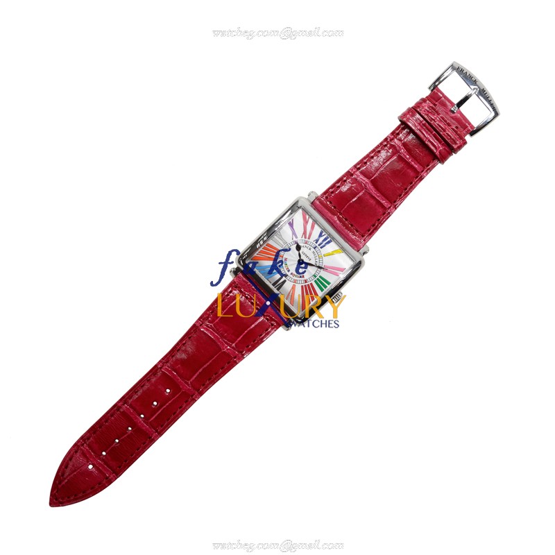 Franck Muller 6002 M QZ COL DRM R AC Quartz Stainless Steel Silver Red Alligator Replica Watch - Image 2