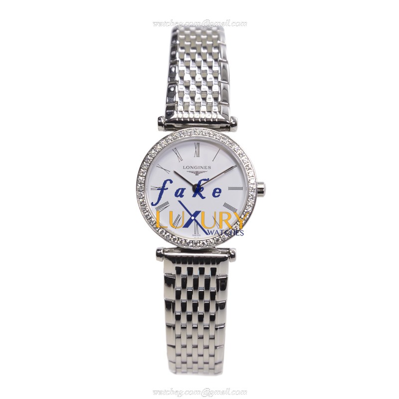 Longines L4.241.0.11.6 La Grande Replica Watch, Quartz Movement, White Dial, Steel & Diamonds - Image 2