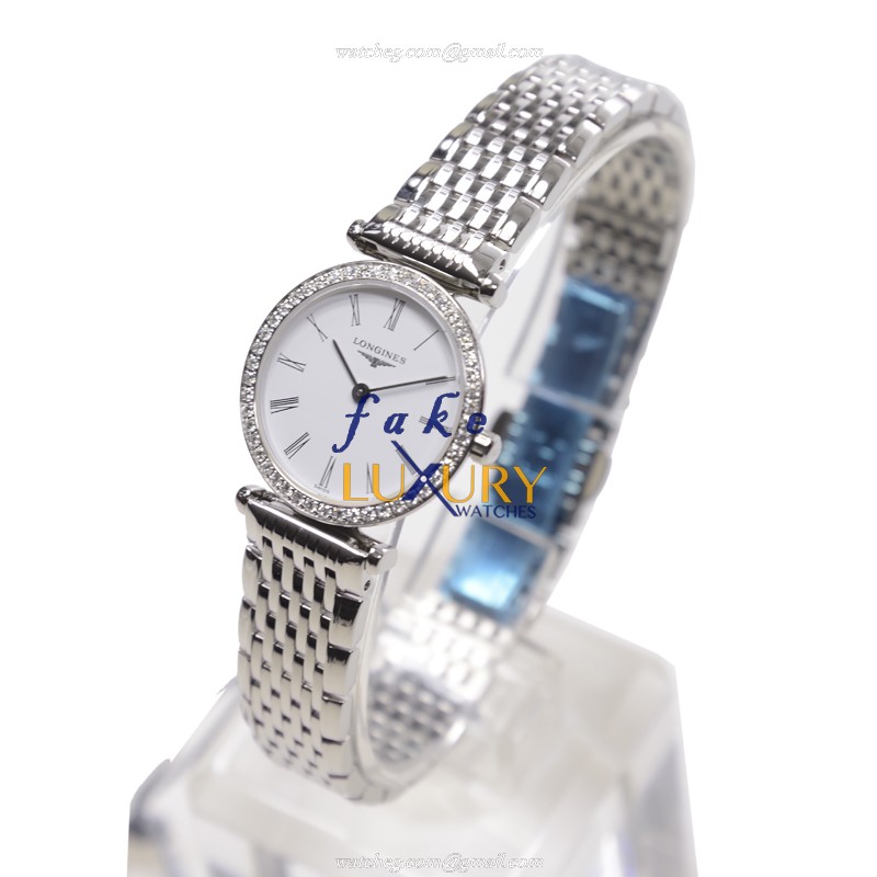 Longines L4.241.0.11.6 La Grande Replica Watch, Quartz Movement, White Dial, Steel & Diamonds - Image 3