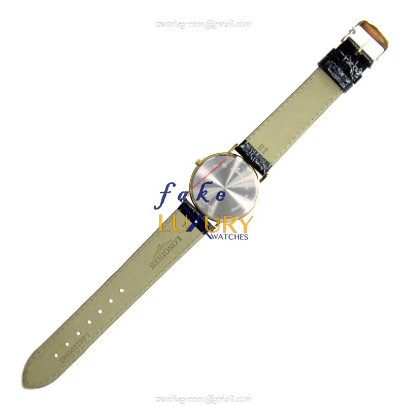 Longines L4.720.2.12.2 PRESENCE Quartz PVD Gold White Dial Alligator Strap Replica Watch - Image 3