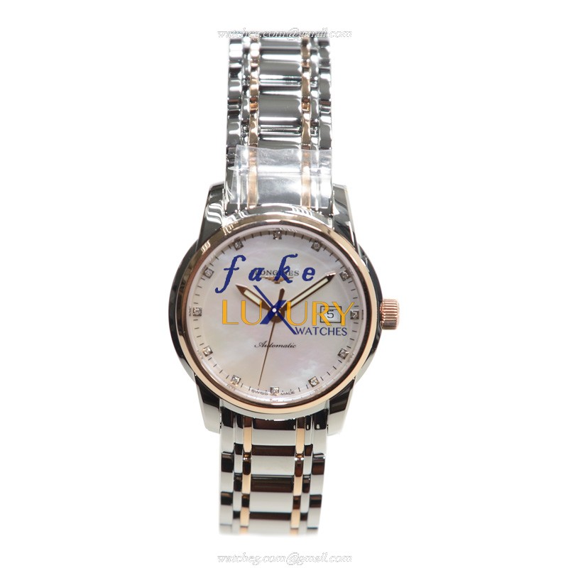 Longines L2.563.5.88.7 Saint Imier Automatic 18kt Rose Gold Steel White Dial Replica Watch - Image 2