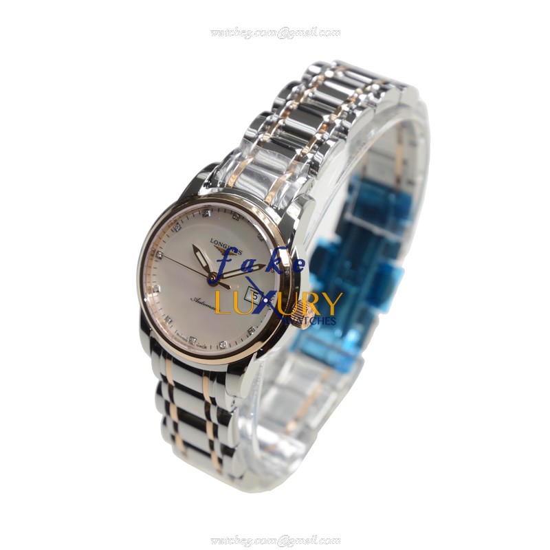 Longines L2.563.5.88.7 Saint Imier Automatic 18kt Rose Gold Steel White Dial Replica Watch - Image 3