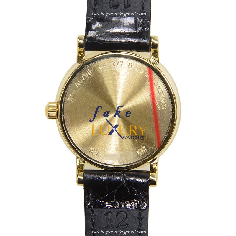Longines L4.277.6.12.0 Replica Watch, Quartz, White Dial, 18kt Yellow Gold Case, Black Cowhide Strap - Image 4