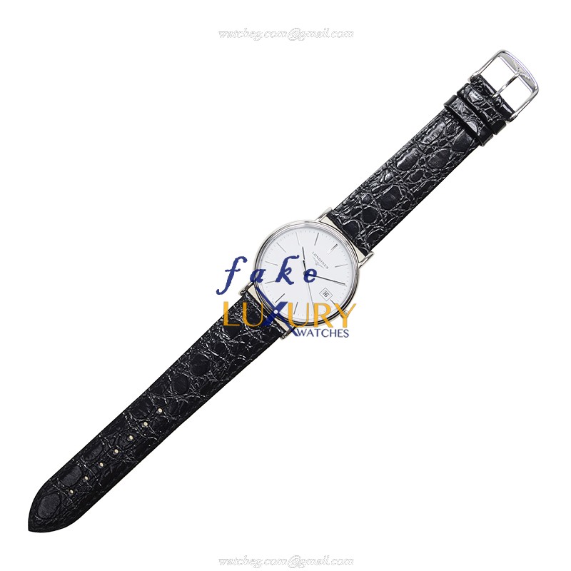 Longines L4.709.4.12.2 Replica Watch, White Dial, Steel Case, Quartz Movement, Leather Strap - Image 2