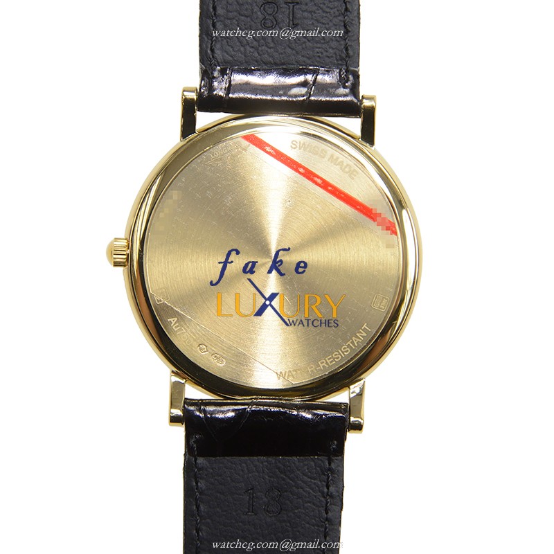 Longines L4.743.6.12.0 Quartz Replica Watch, 18kt Yellow Gold Case, White Dial, Black Alligator - Image 3