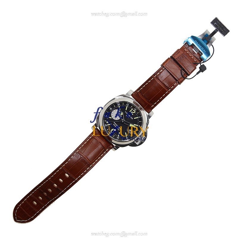 Panerai PAM00088 LUMINOR Automatic Stainless Steel Replica Watch, Black Dial, Brown Alligator Strap - Image 2