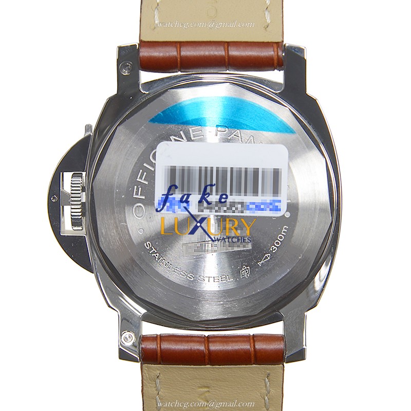 Panerai PAM00088 LUMINOR Automatic Stainless Steel Replica Watch, Black Dial, Brown Alligator Strap - Image 3
