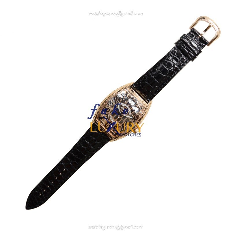 Franck Muller 8880 SC GOLD CRO 5N Replica Watch, Automatic, 18kt Rose Gold, Black Croco Dial - Image 2