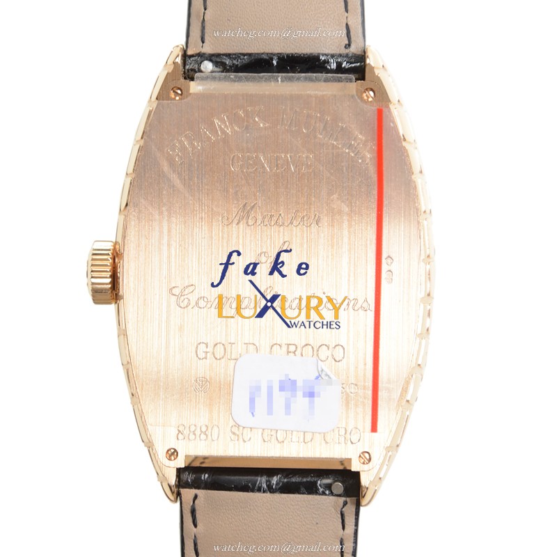 Franck Muller 8880 SC GOLD CRO 5N Replica Watch, Automatic, 18kt Rose Gold, Black Croco Dial - Image 3
