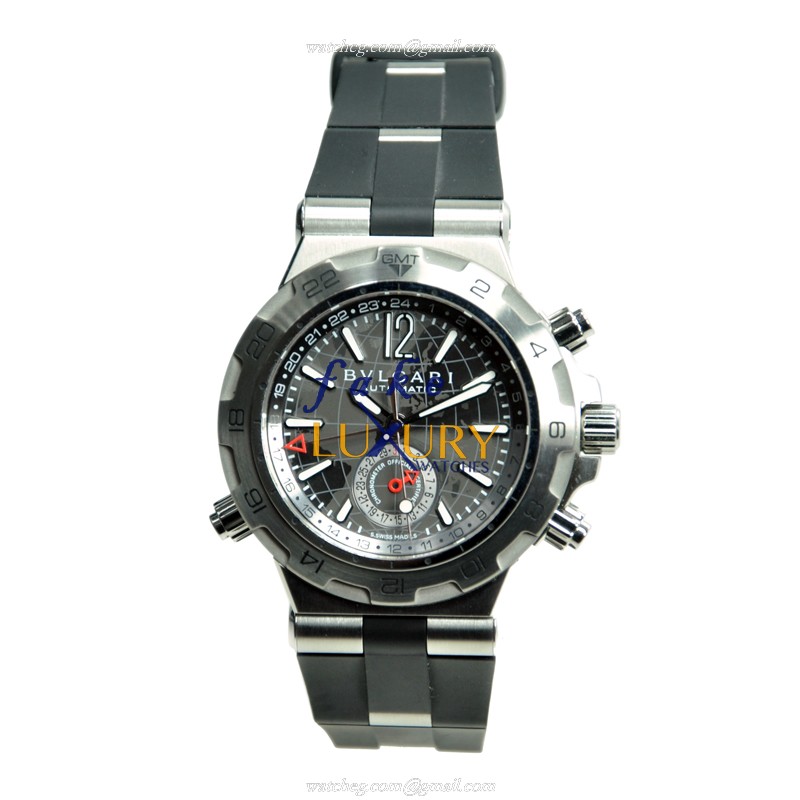 Bulgari 101647 Diagono Automatic Stainless Steel Dark Grey Dial Rubber Strap Replica Watch - Image 2