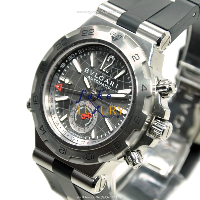 Bulgari 101647 Diagono Automatic Stainless Steel Dark Grey Dial Rubber Strap Replica Watch - Image 3
