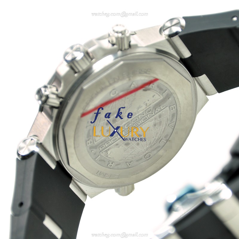 Bulgari 101647 Diagono Automatic Stainless Steel Dark Grey Dial Rubber Strap Replica Watch - Image 4