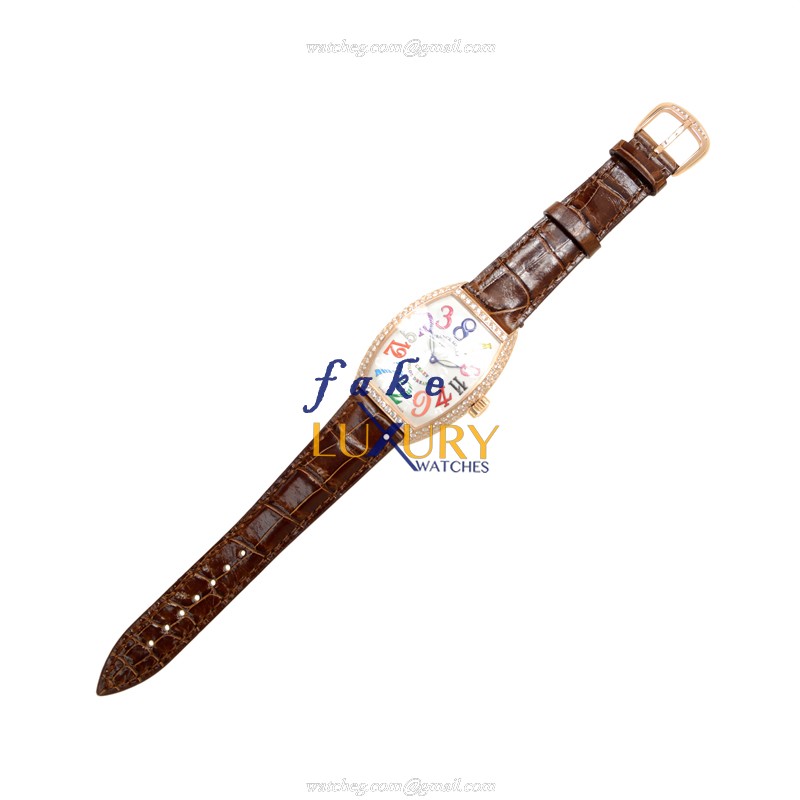 Franck Muller 7851 CH COL DRM 5N Crazy Hours Auto 18kt Rose Gold Diamond Replica Watch - Image 2