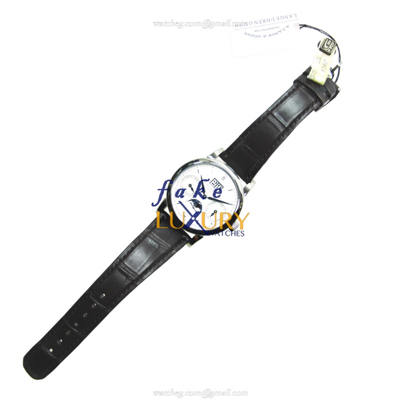 A Lange & Sohne Saxonia 330.026E, Automatic, Silver Dial on Brown Alligator Strap - Image 2