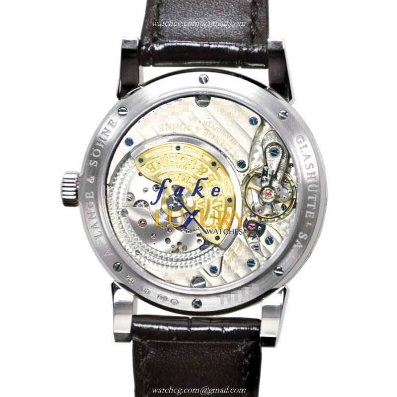 A Lange & Sohne Saxonia 330.026E, Automatic, Silver Dial on Brown Alligator Strap - Image 3