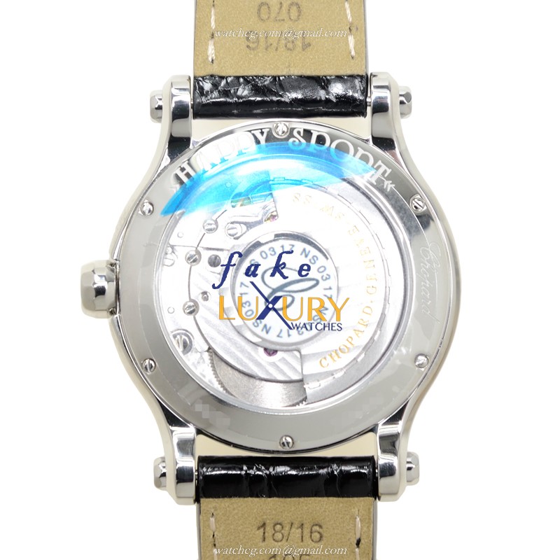 Chopard 278559-3001 HAPPY SPORT Automatic Stainless Steel Replica Watch - Silver Dial - Black - Image 3