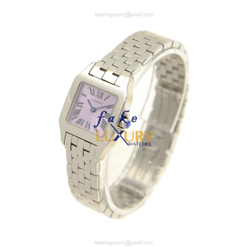 Cartier W2510002 SANTOS Quartz Stainless Steel Purple Dial Replica Watch - Image 3