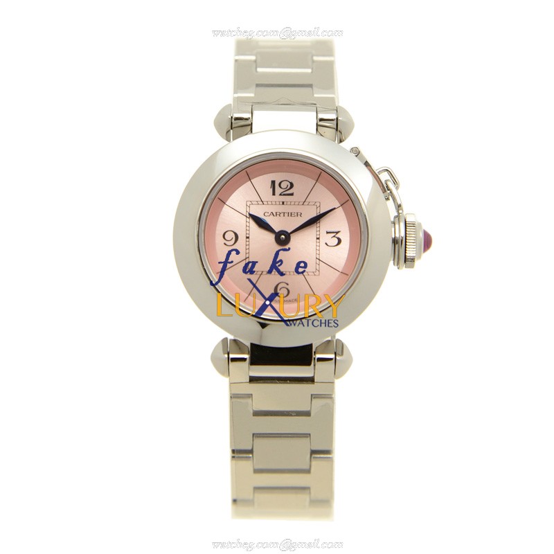 Cartier W3140008 Pasha de Cartier Replica Watch, Pink Dial, Steel Bracelet, Quartz - Image 2