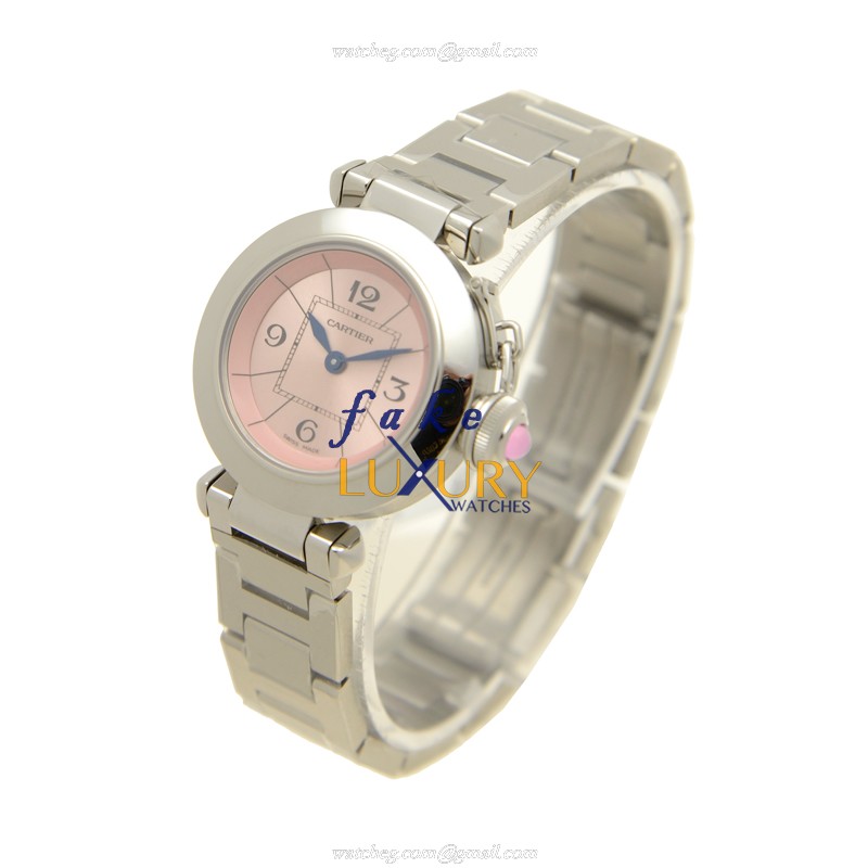 Cartier W3140008 Pasha de Cartier Replica Watch, Pink Dial, Steel Bracelet, Quartz - Image 3