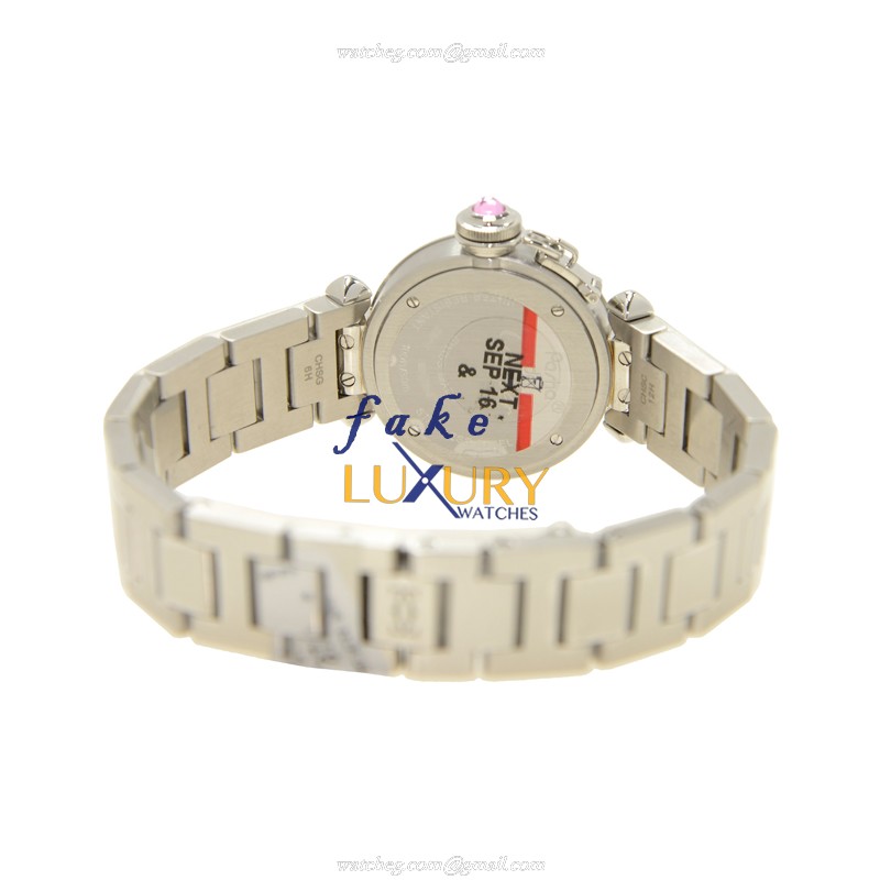 Cartier W3140008 Pasha de Cartier Replica Watch, Pink Dial, Steel Bracelet, Quartz - Image 4