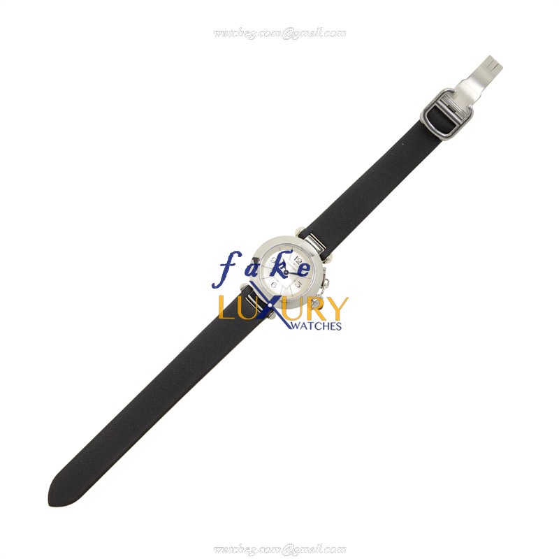 Cartier W3140025 Pasha de Cartier Replica Watch, Quartz, 27mm, Silver White Dial, Steel Case - Image 2