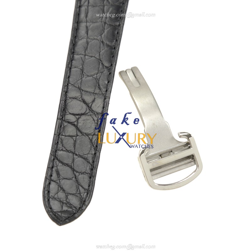 Cartier W5200003 Quartz Stainless Steel Replica Watch, White Dial, Alligator Strap - Image 4