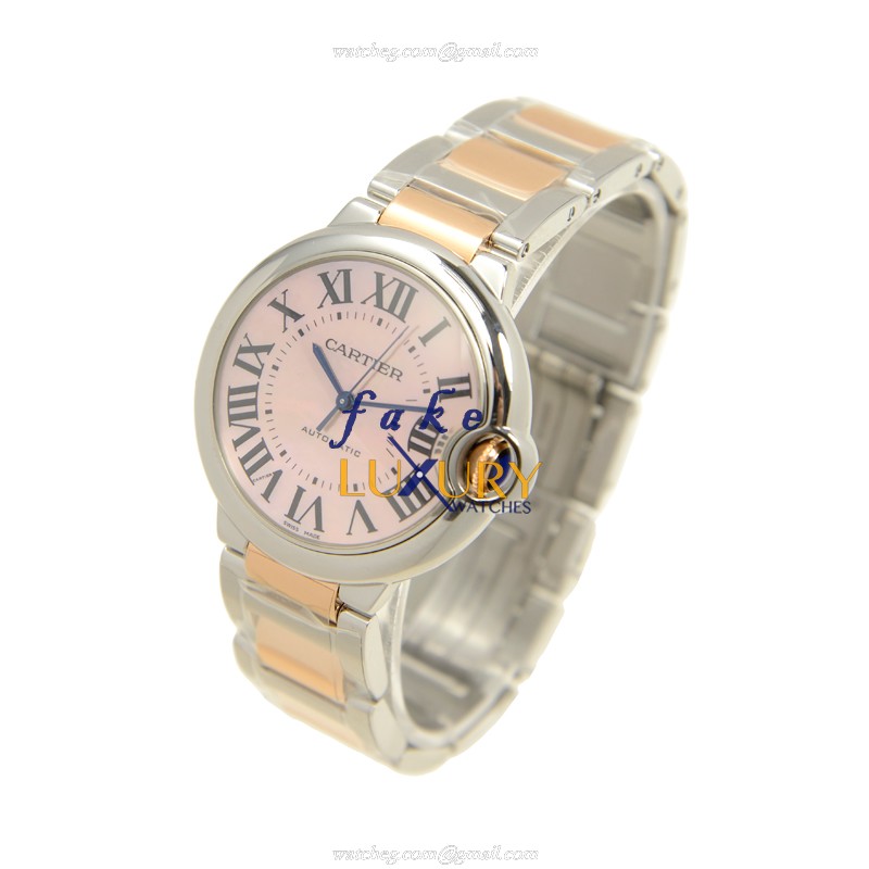 Cartier W6920033 BALLON BLEU Automatic - Pink Dial - 36.6mm Stainless Steel Case - Replica Watch - Image 3