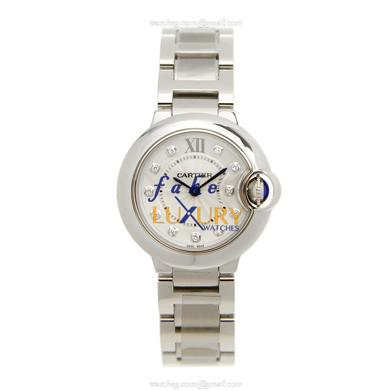 -WE902073 - Cartier BALLON BLEU Quartz Stainless Steel Replica Watch - Silver Dial & Sapphire - Image 2