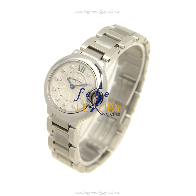 -WE902073 - Cartier BALLON BLEU Quartz Stainless Steel Replica Watch - Silver Dial & Sapphire - Image 3